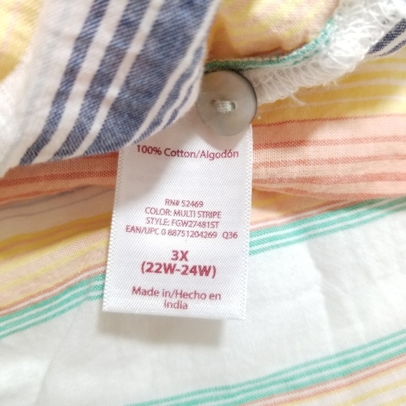 Faded Glory Multicolor Striped Sleeveless Cotton Top Size 3x - Picture 3 of 8